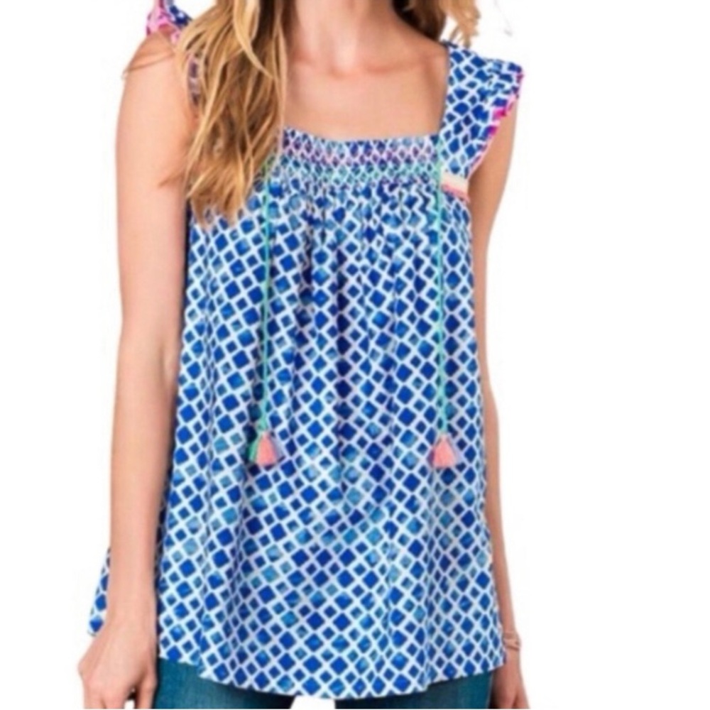 MATILDA JANE Women’s ‘Wandering Waters’ Flutter Sleeve Geometric Print Top